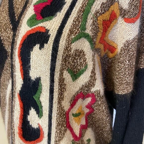 Vintage Santoria Silk Angora Rabbit Hair Blend Sweater Floral Paisley Stripe - Picture 7 of 7